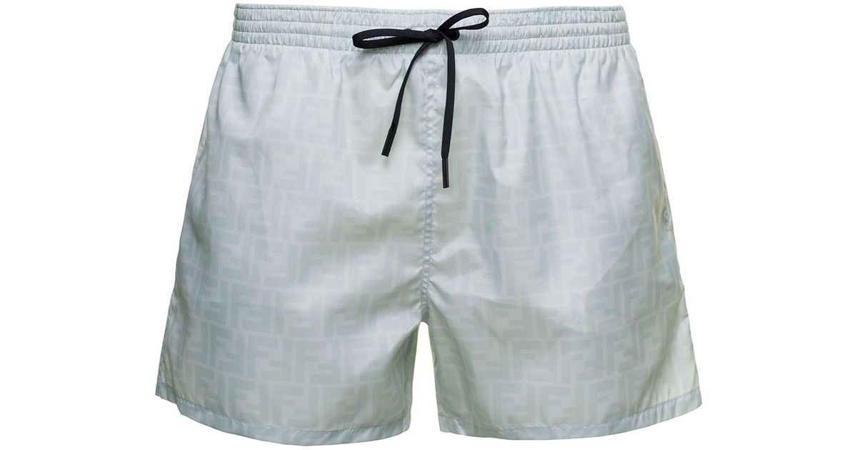 Fendi Swim Trunks With Drawstring And All-over Ff Print In Nylon Man in ...