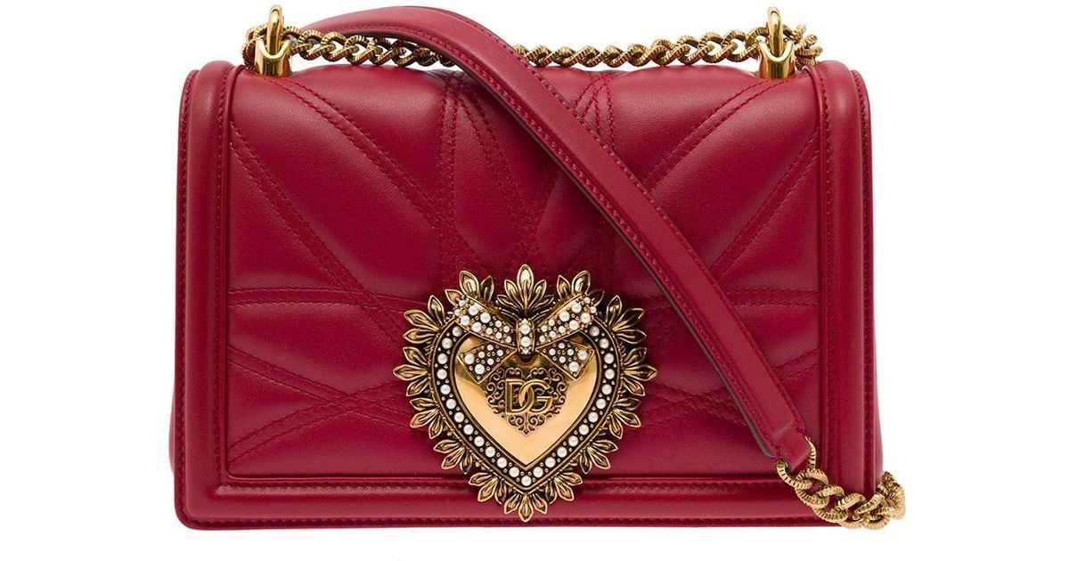 Dolce & Gabbana Medium 'devotion' Crossbody Bag In Quilted Nappa Leather  Woman Dolce & Gabbana in Red | Lyst