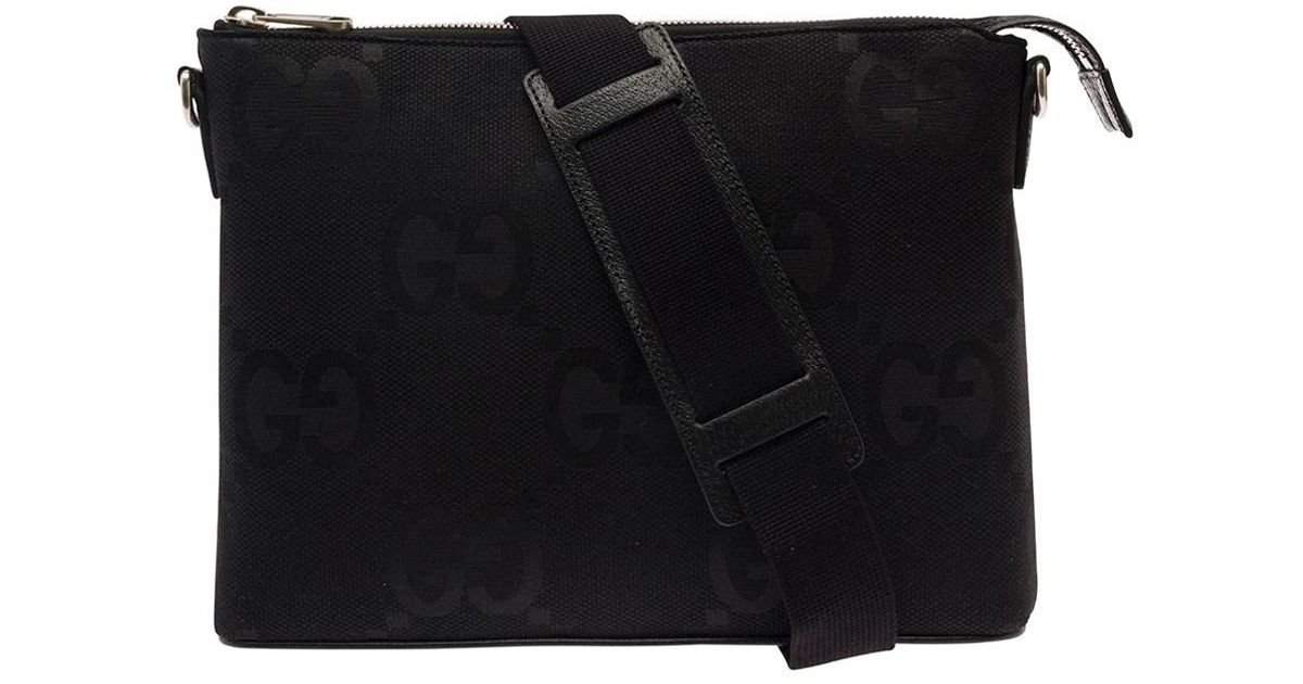 Gucci Messenger Bag In Jumbo gg Canvas Man in Black for Men | Lyst