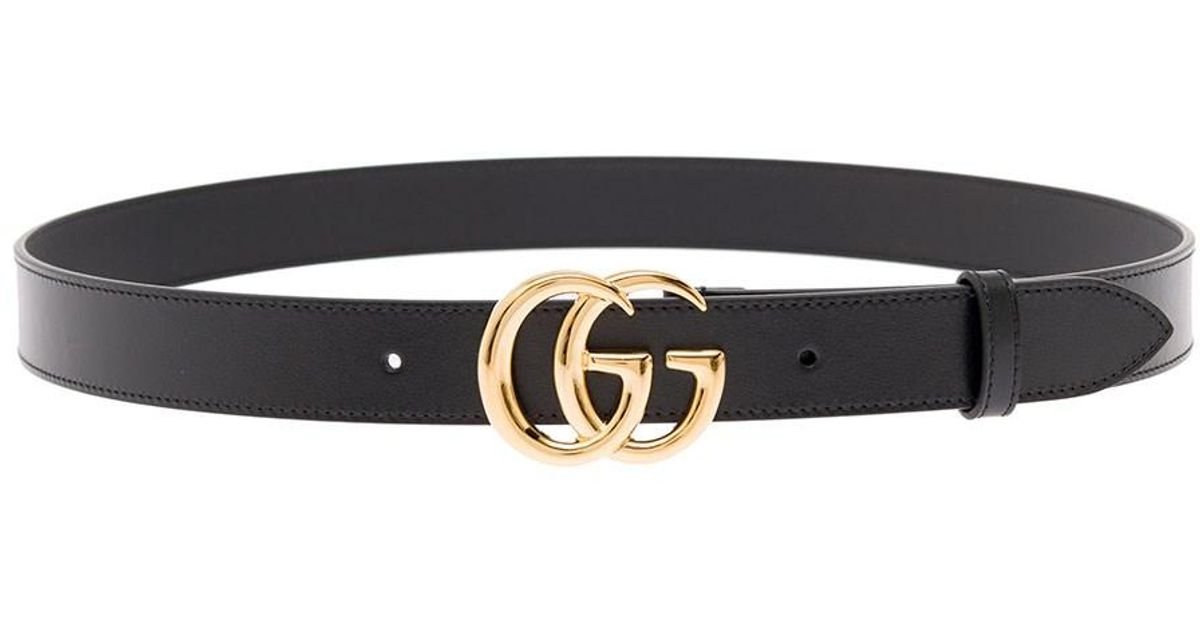 Gucci Man's Leather Belt With gg Golden Metal Buckle in Black for Men ...