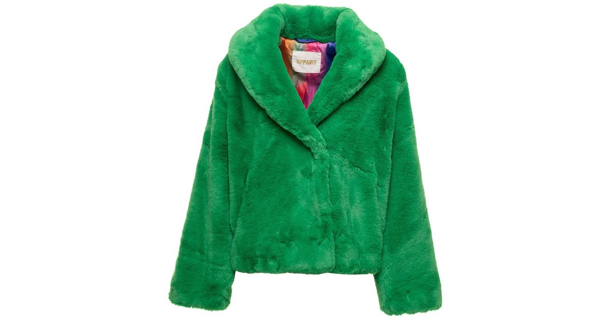 Apparis Fiona Short Eco Fur In Green Lyst apparis-fiona-short-eco-fur-in-green-lyst