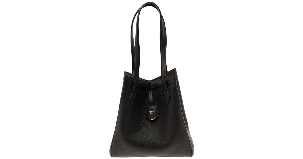 Fendi Origami Medium Leather Tote in Black | Lyst