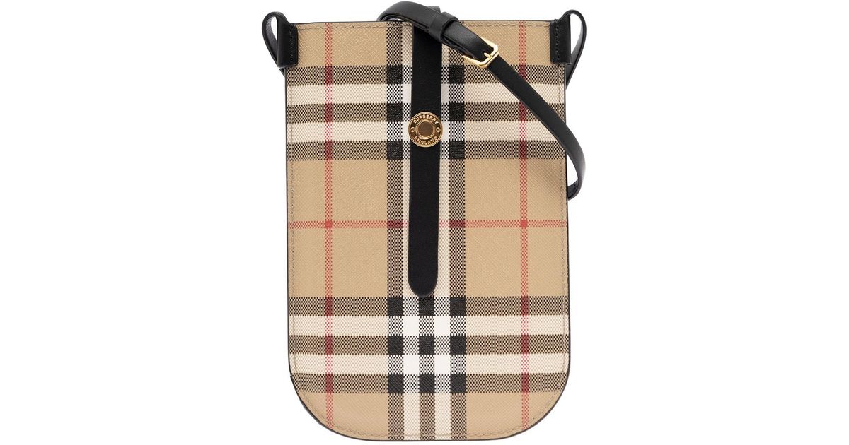 Burberry Woman's Anne Vintage Check Fabric Crossbody Mobile Phone 