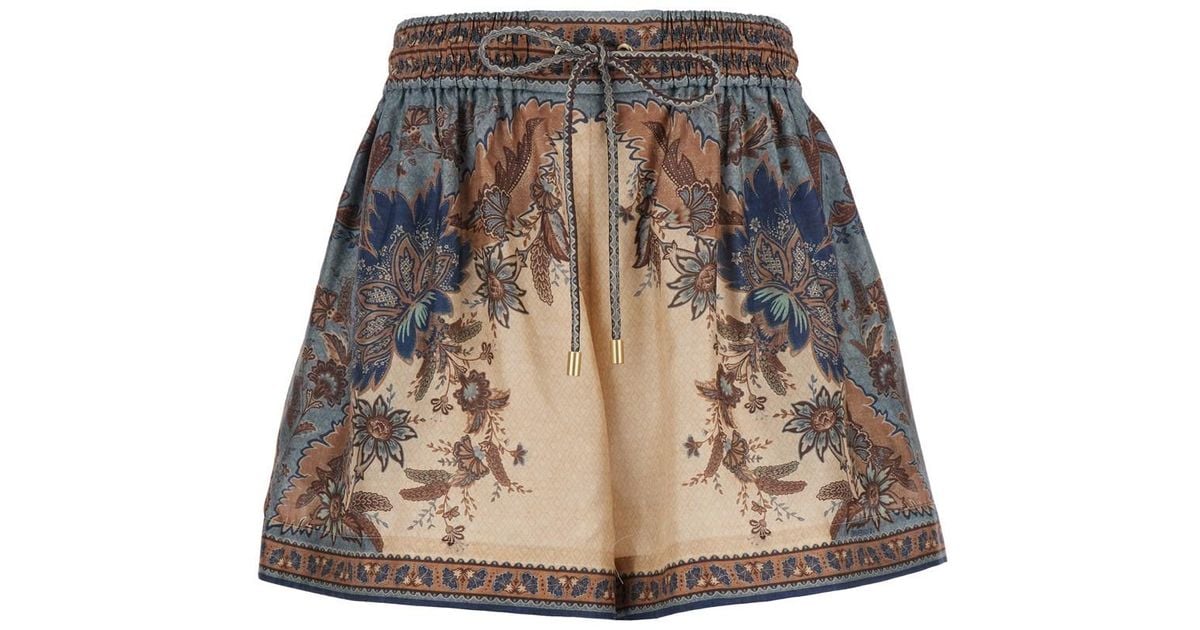ショートパンツ Zimmermann Ascension Relaxed Short Ascension Relaxed Short Blue/Cream Indienne Floral Online