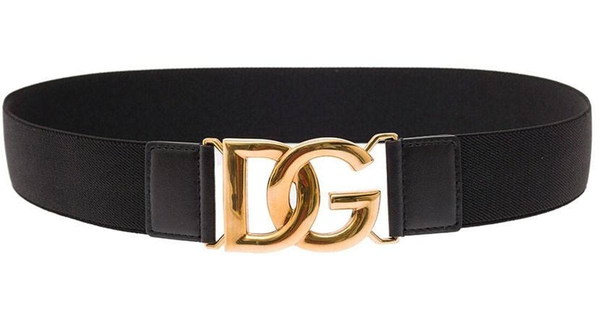 Dolce & Gabbana Synthetic Elastic Dg Belt in Black | Lyst