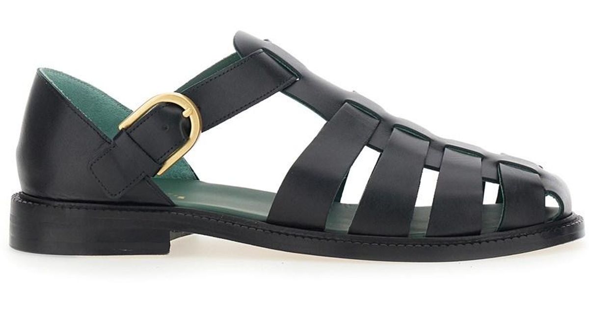 VINNY'S Leather Cage Design Sandals With Buckle Closure in Black for ...