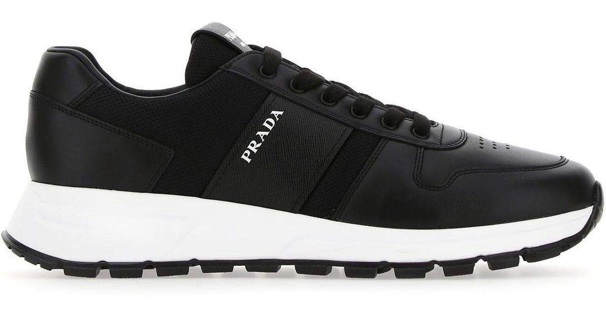 prax 01 leather and technical fabric sneakers