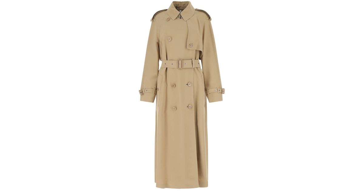 Burberry Synthetic Beige Viscose Trench Coat in Natural | Lyst