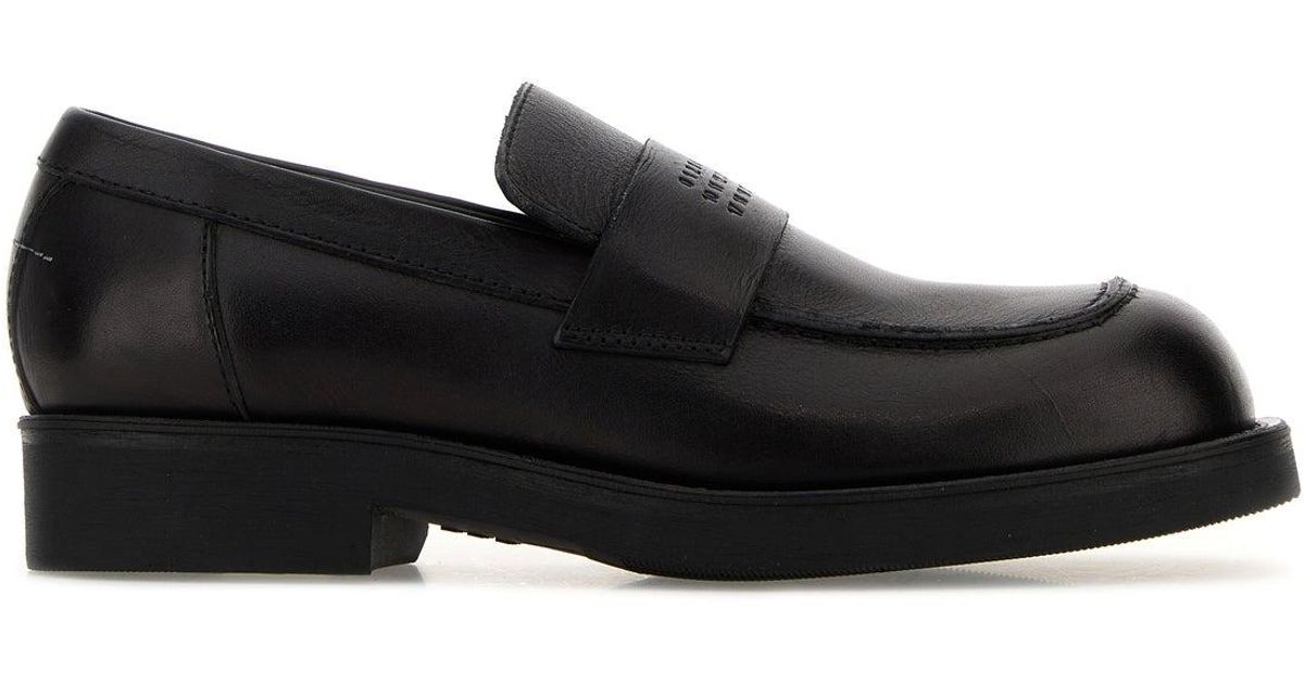 MM6 by Maison Margiela Black Leather Loafers | Lyst UK