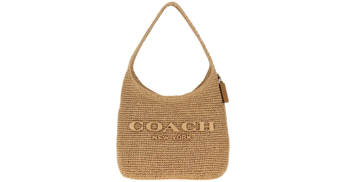 COACH Raffia Brooklyn 28 Shoulder Bag in Brown | Lyst UK