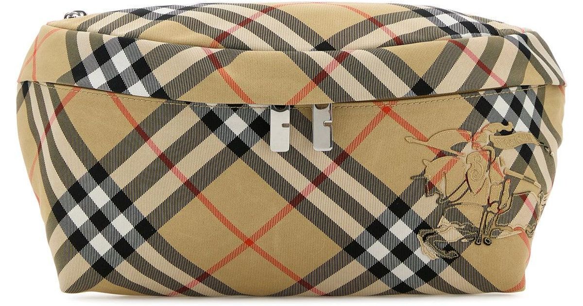 Burberry Embroidered Fabric Check Belt Bag in Gray for Men