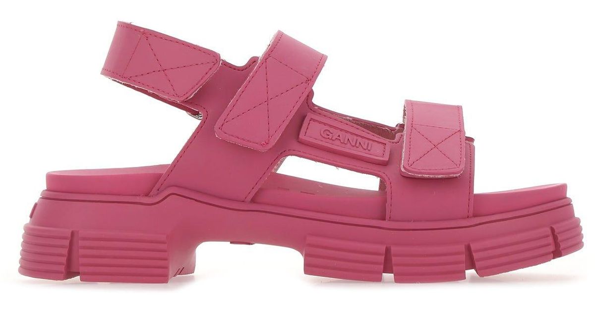 Ganni Pink Rubber Fuchsia Rubber Sandals - US Size: 6, 7 & More - Lyst