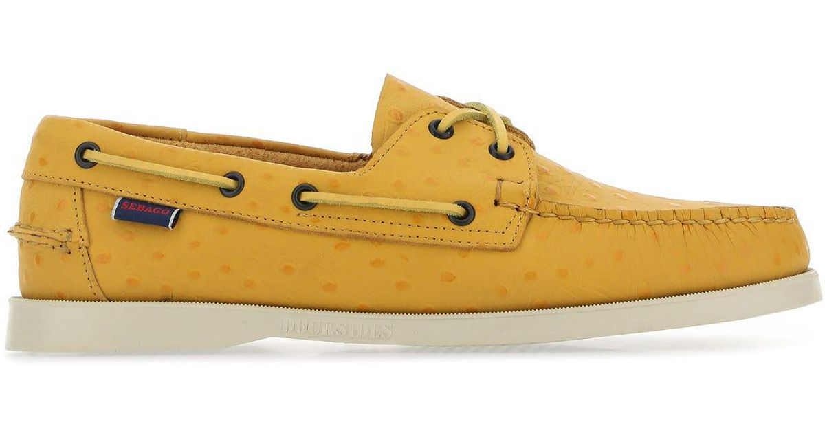 Sebago Leather Docksides Loafers in Yellow for Men | Lyst UK