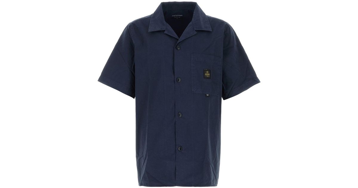 Tシャツ・カットソー REFRIGIWEAR Navy blue cotton Stone shirt Refrigiwear Navy Blue Cotton Stone Shirt for Men | Lyst