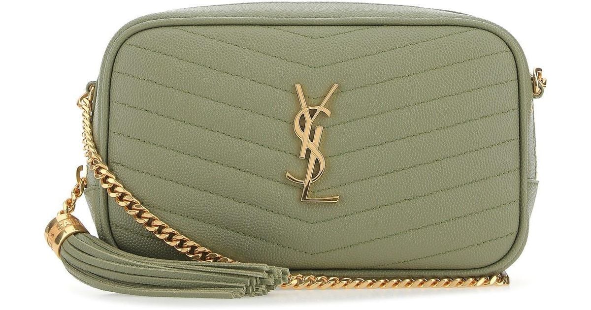 Saint Laurent Sage Leather Mini Lou Crossbody Bag in Green Lyst