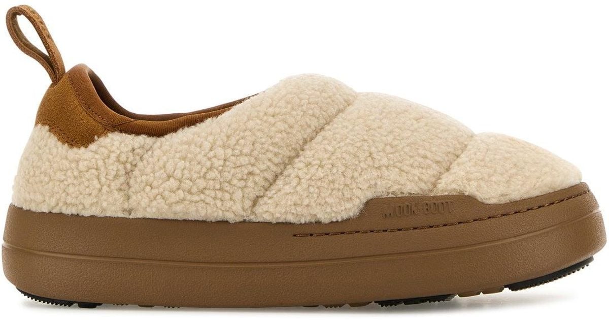 スニーカー MOON BOOT Sand teddy fabric MB Park Puffer slip on Moon Boot Sand Teddy Fabric Mb Park Puffer Slip On in Brown