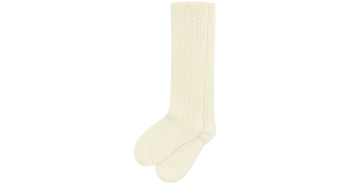 タイツ・ソックス Valentino Garavani Ivory Stretch Mohair Blend Socks Valentino Garavani Ivory Stretch Mohair Blend Socks in White