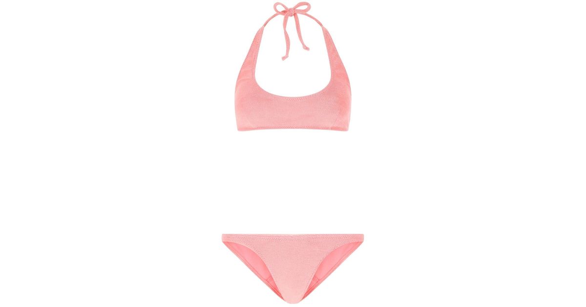 Lisa Marie Fernandez Cotton Stretch Terry Amber Bikini in Pink 