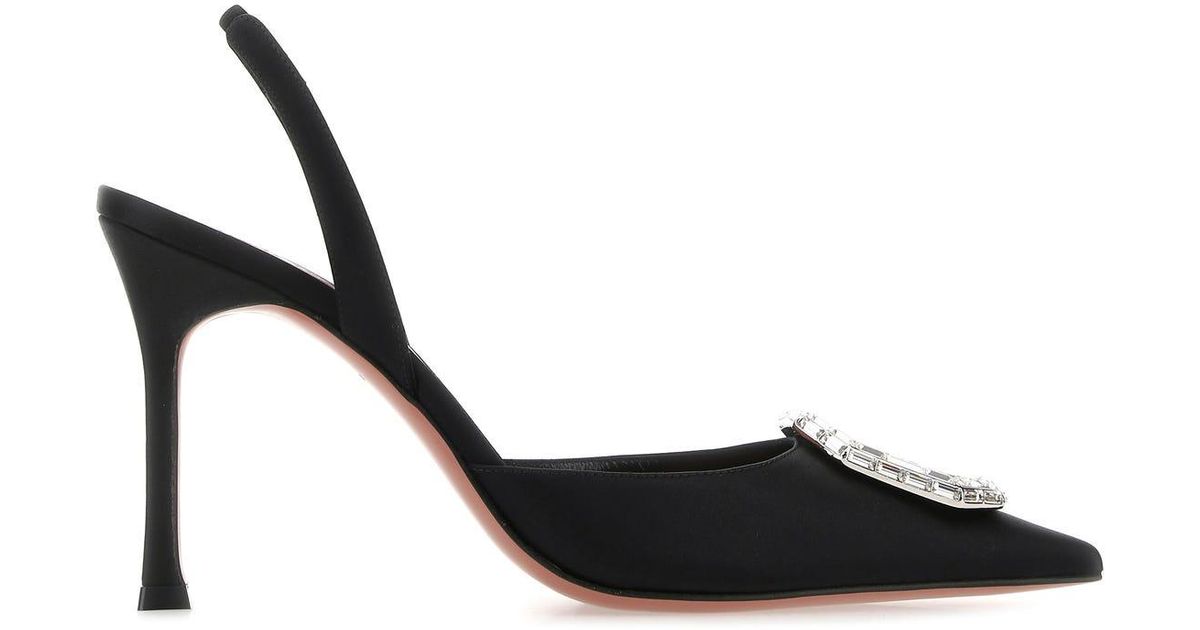AMINA MUADDI Satin Camelia Pumps in Black | Lyst