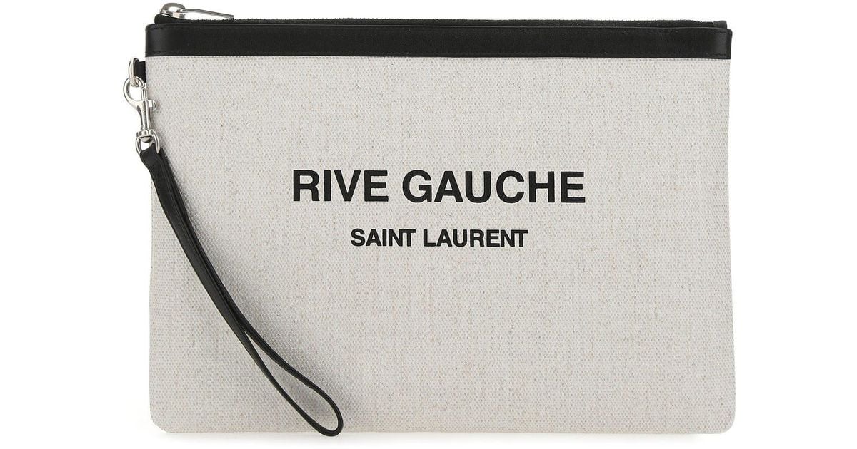 Saint Laurent Multicolor Chalk Canvas Rive Gauche Clutch