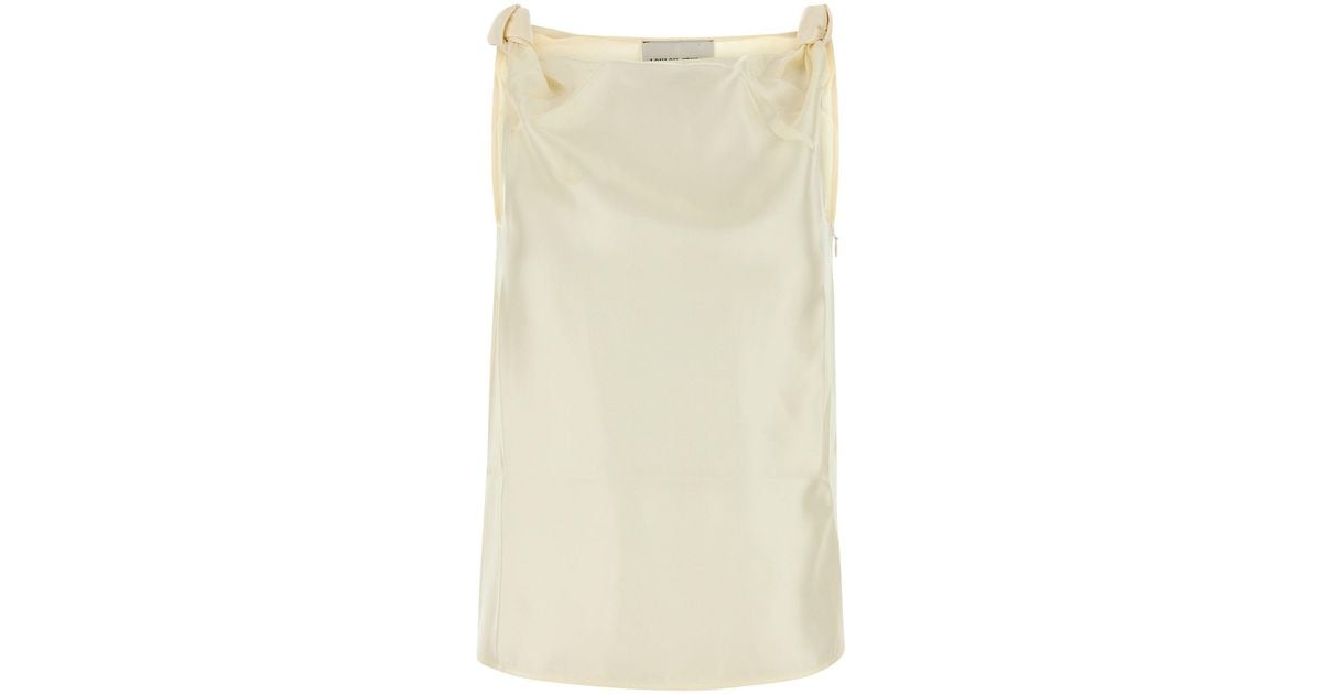 Tシャツ・カットソー Loulou Studio SS25 Ivory twill Remy top (REMY SOFTVANILLA) Loulou Studio Remy Sleeveless Draped Silk Top In White