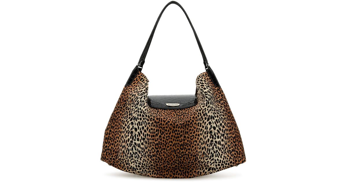 ★BALENCIAGA★ 805484 GENEVE ホーボーバッグ BALENCIAGA】GENEVE ホーボーバッグ レオパードプリント Large