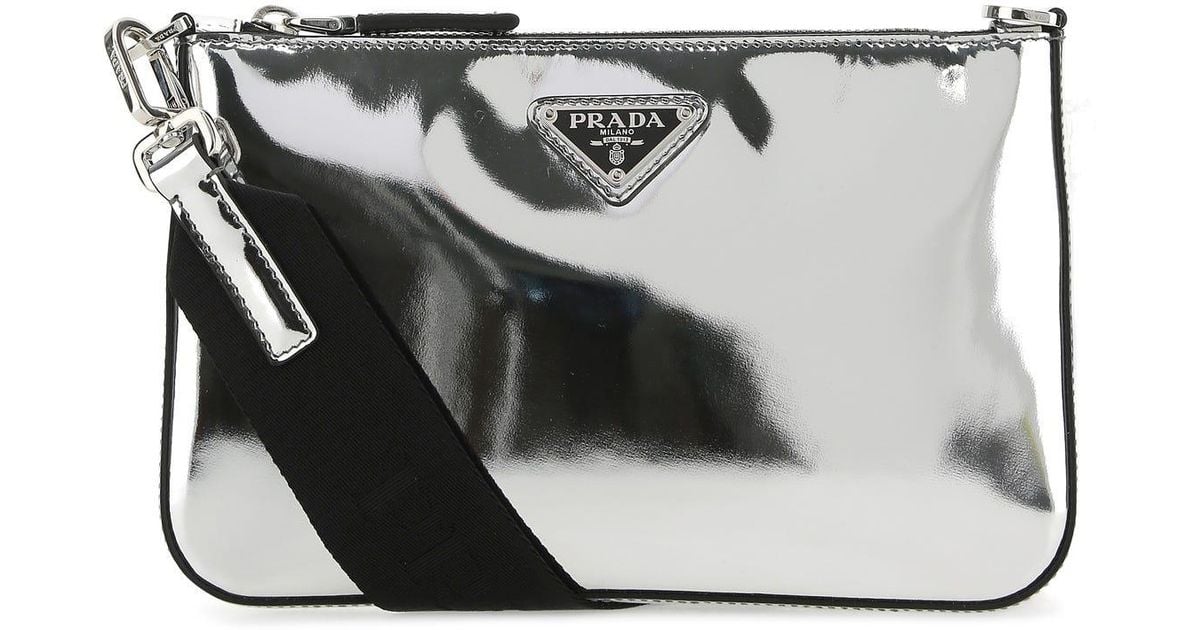 Prada Leather Crossbody Bag in Silver (Metallic) for Men Lyst