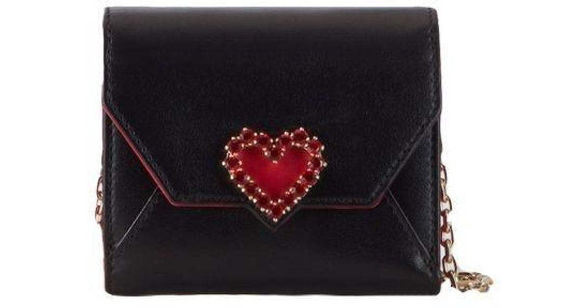 Roger Vivier Heart Strass Mini Wallet in Black | Lyst