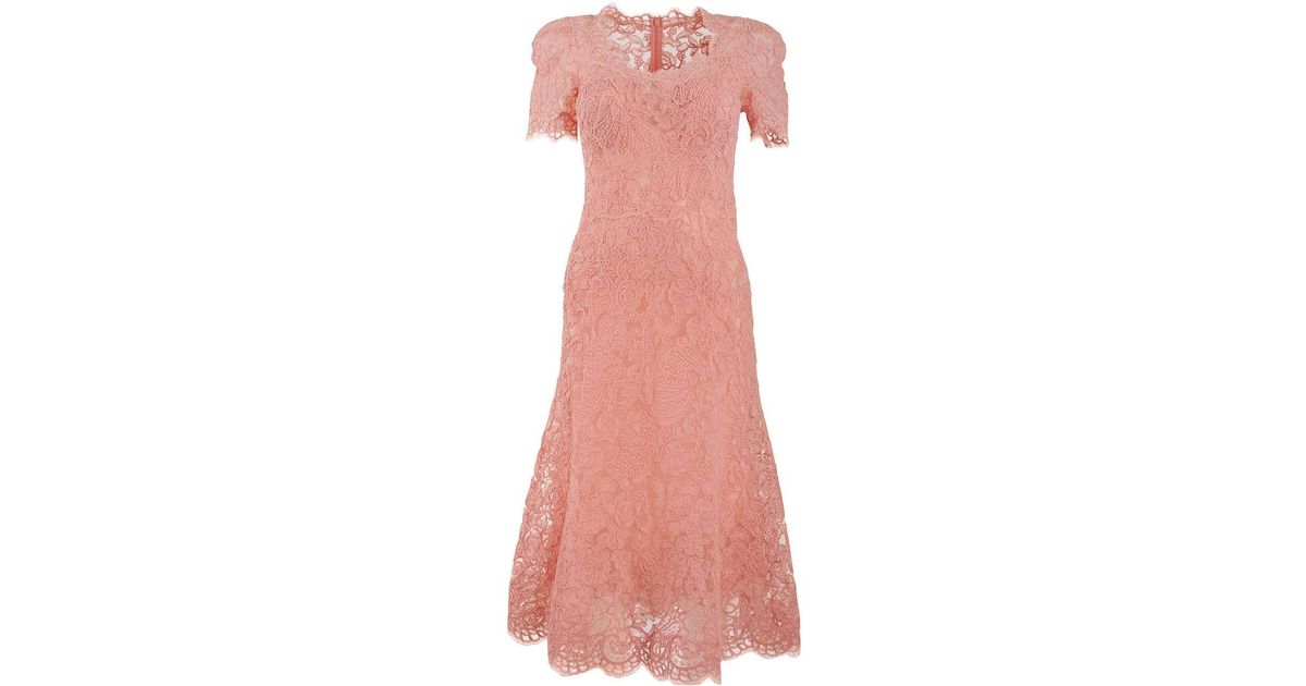 Ermanno Scervino Flared Midi Dress In Lace in Pink | Lyst UK