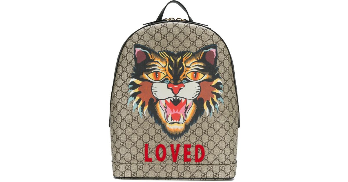 Gucci Angry Cat Printed Canvas Backpack for Men - Lyst