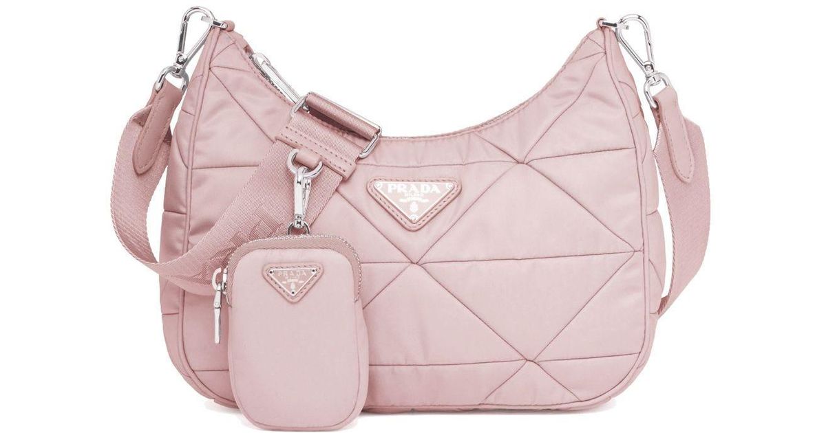Prada Soft Padded Re-Nylon Mini-Bag White/Pink/Beige For Women 7.1