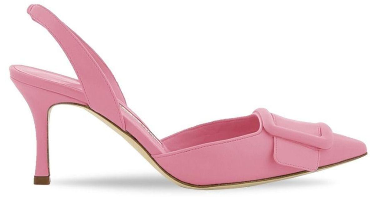 Manolo Blahnik Pink Maysli Slingbacks With Buckle | Lyst Australia