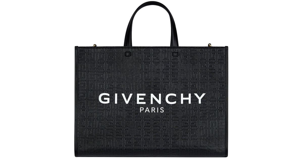 Givenchy Black Coated Canvas Hand Tote Bag With Embossed 4g Pattern Lyst