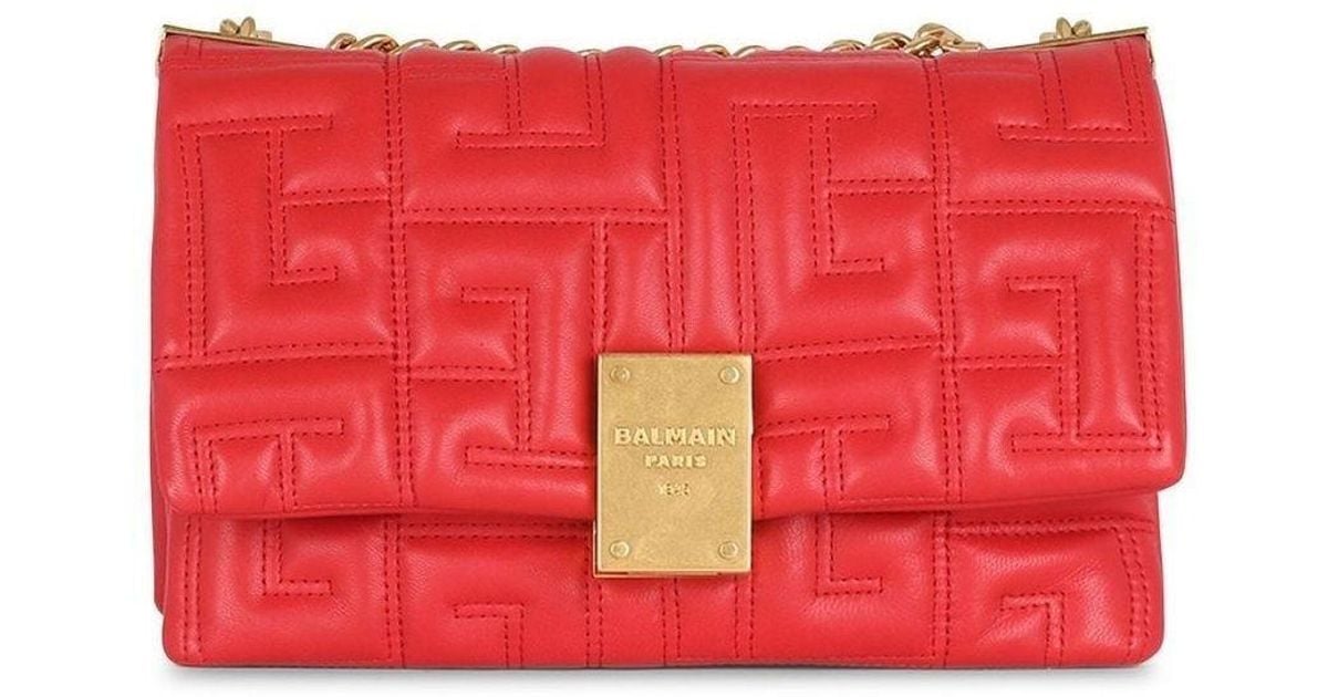 Balmain Red Quilted Soft 1945 Shoulder Bag Lyst