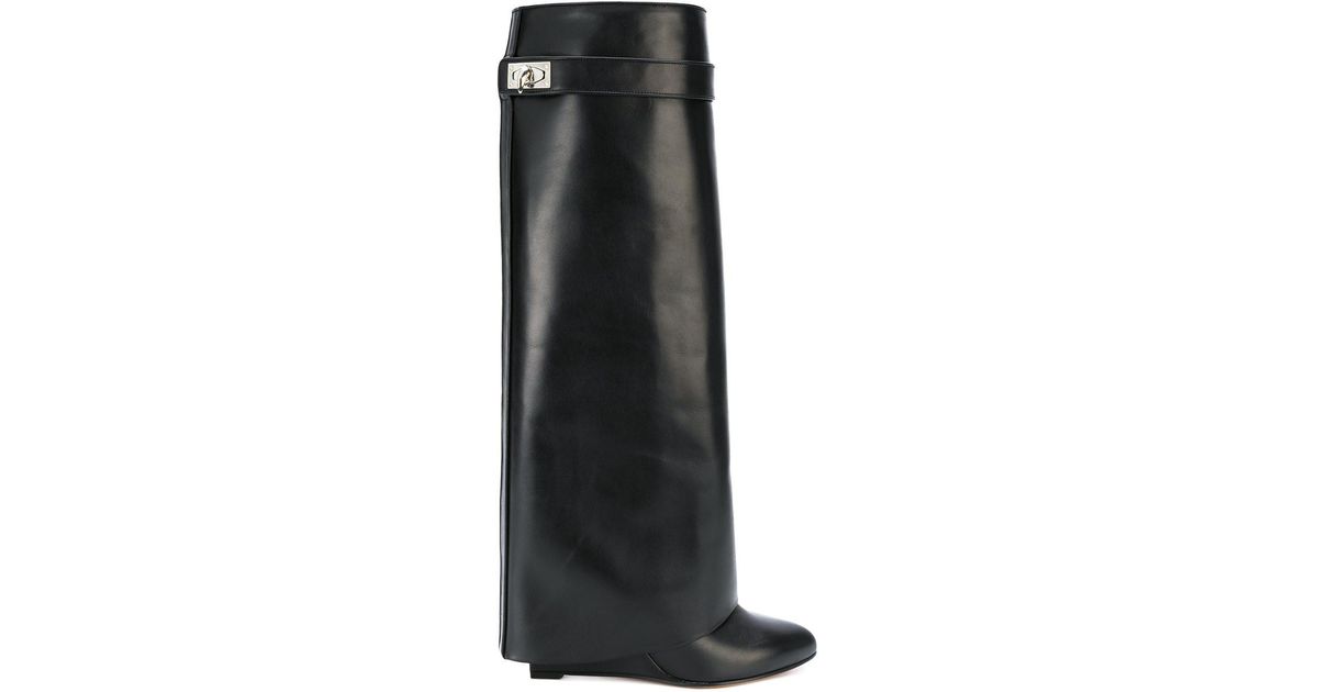 Givenchy Leather Shark Lock Knee-high Boots in Black | Lyst Canada