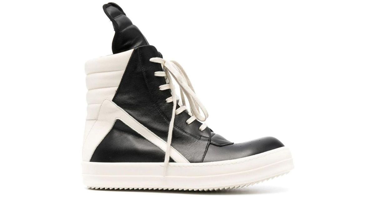 Rick Owens Black And White Geobasket Sneakers for Men | Lyst Australia