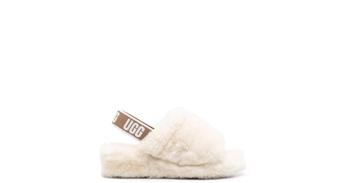 UGG Ivory Fluff Yeah Slippers With Back Strap in Natural Lyst