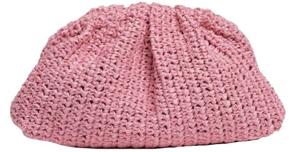 Clutch Game Crochet Solid in rafia rosa di Maria La Rosa in Rosa | Lyst
