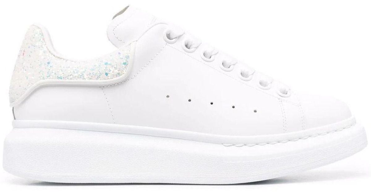 Alexander McQueen White Oversize Sneakers With Glitter Contrasting ...