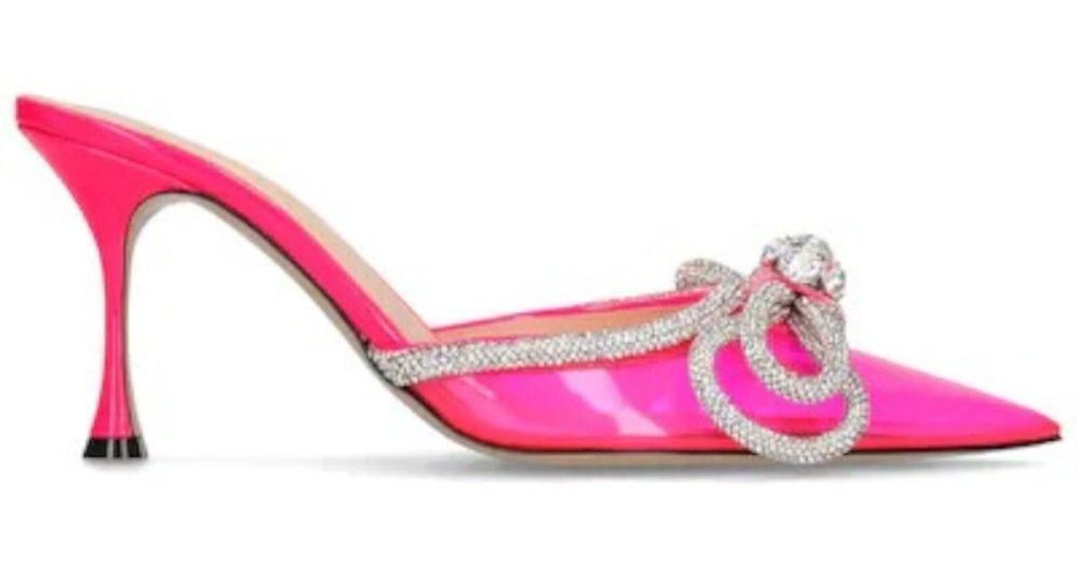 Mach & Mach 85mm Double Bow Pvc Mules in Pink | Lyst