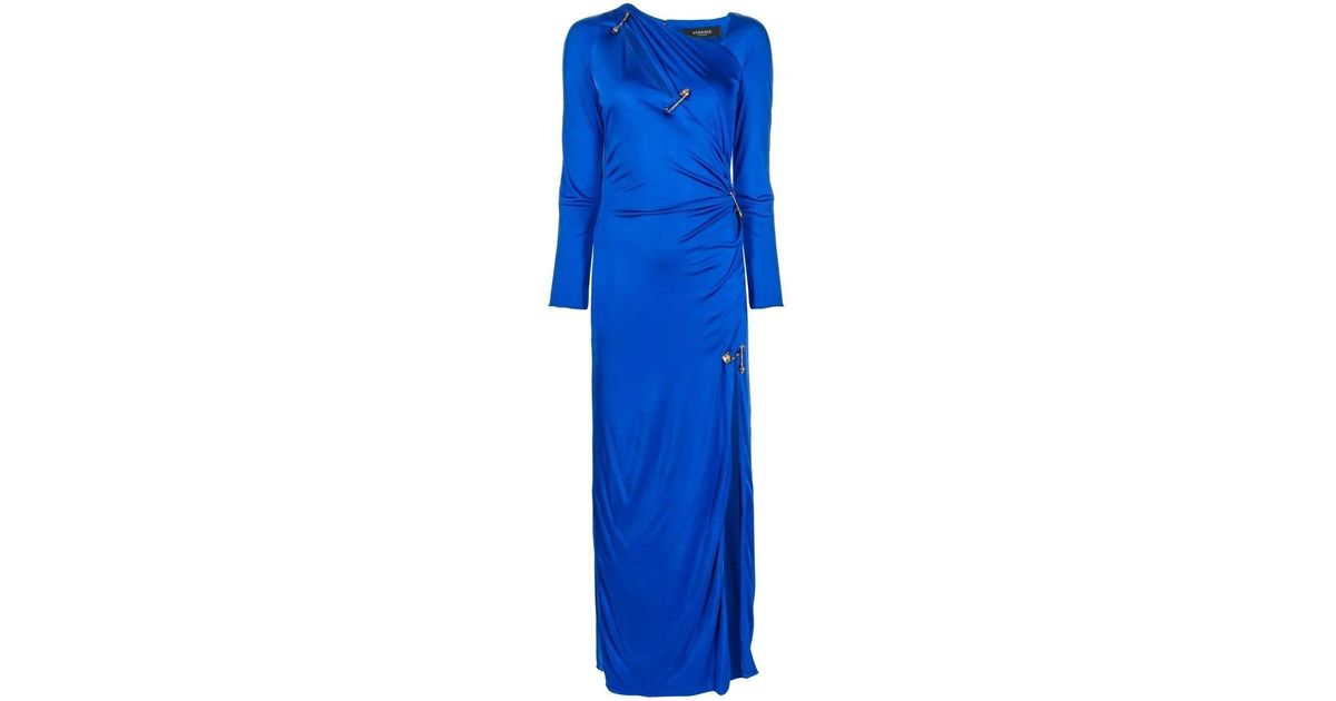 Versace Safety Pin Viscose Jersey Dress in Blue - Save 46% | Lyst UK