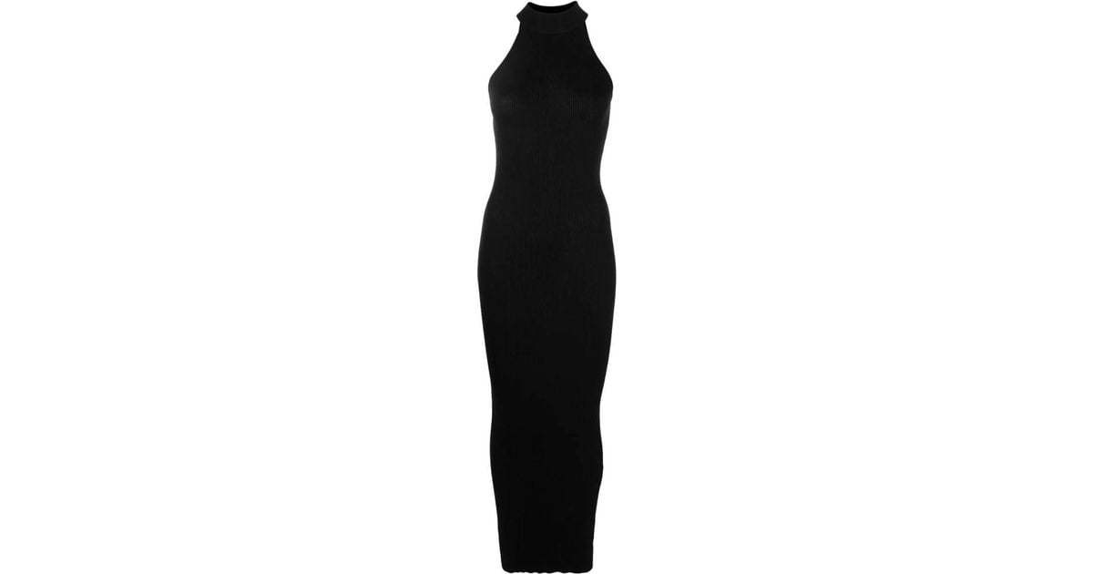 Saint Laurent Cashmere Ribbed-knit Sleeveless Dress in Black | Lyst