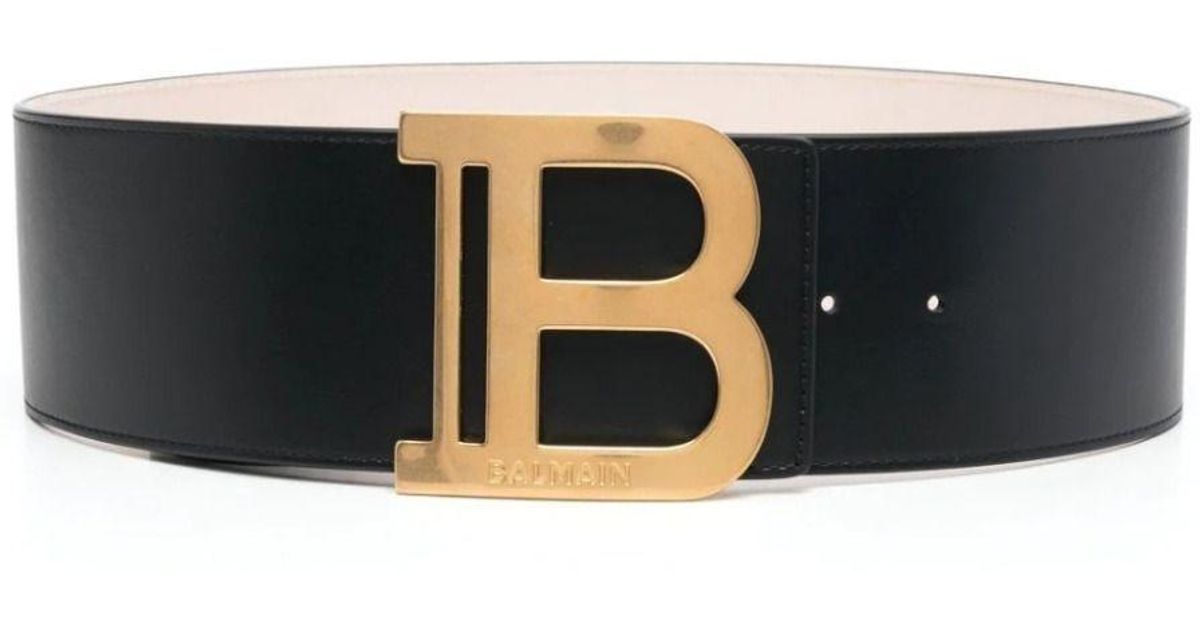Balmain Logo Plaque Black Wide Belt | Lyst
