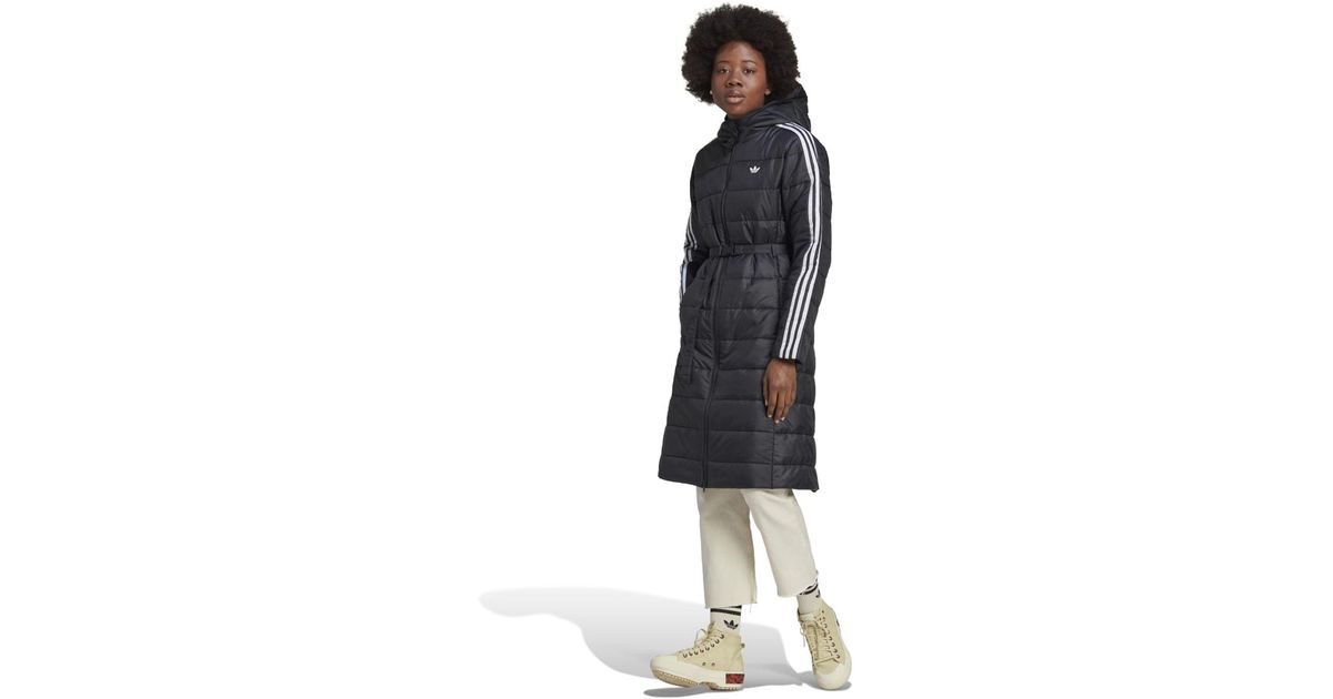 adidas Originals Hooded Premium Long Slim Jacket in Black | Lyst UK | Jacken
