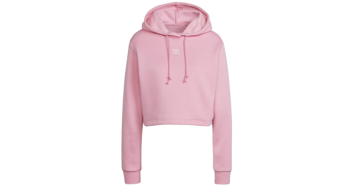 adidas Originals Adicolor Essentials Crop Fleece Hoody in Pink Lyst UK