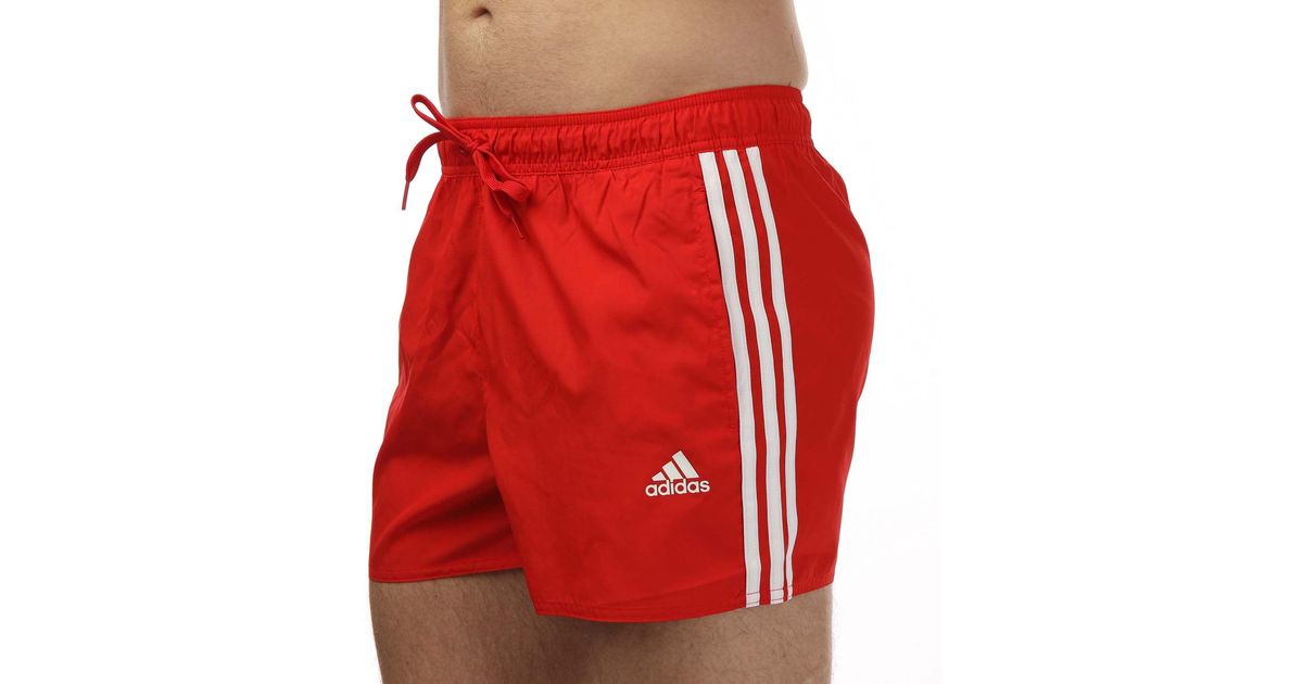 adidas Classic 3stripes Swim Shorts in Red for Men Lyst UK