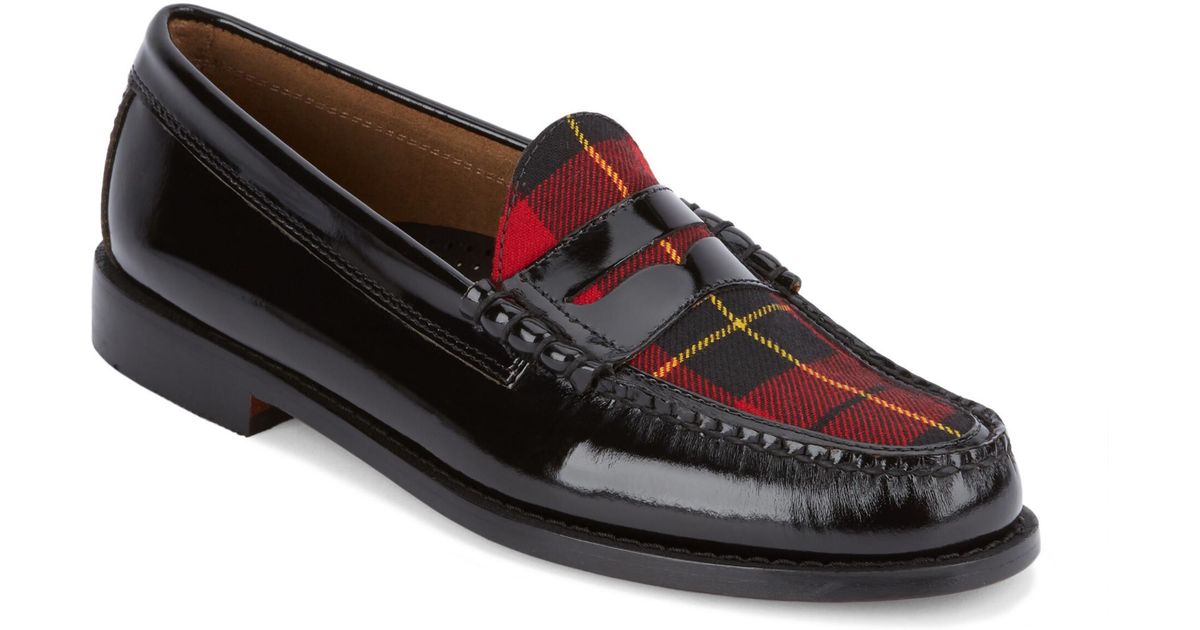 G.H. Bass & Co. Leather Larson Plaid Weejuns in Black/Red (Black) for