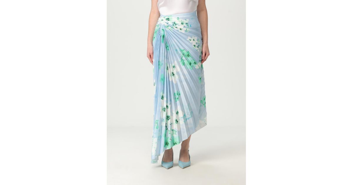 Pinko Floral Pleated Midi Skirt Asymmetric Hem In Blue Lyst UK pinko-floral-pleated-midi-skirt-asymmetric-hem-in-blue-lyst-uk
