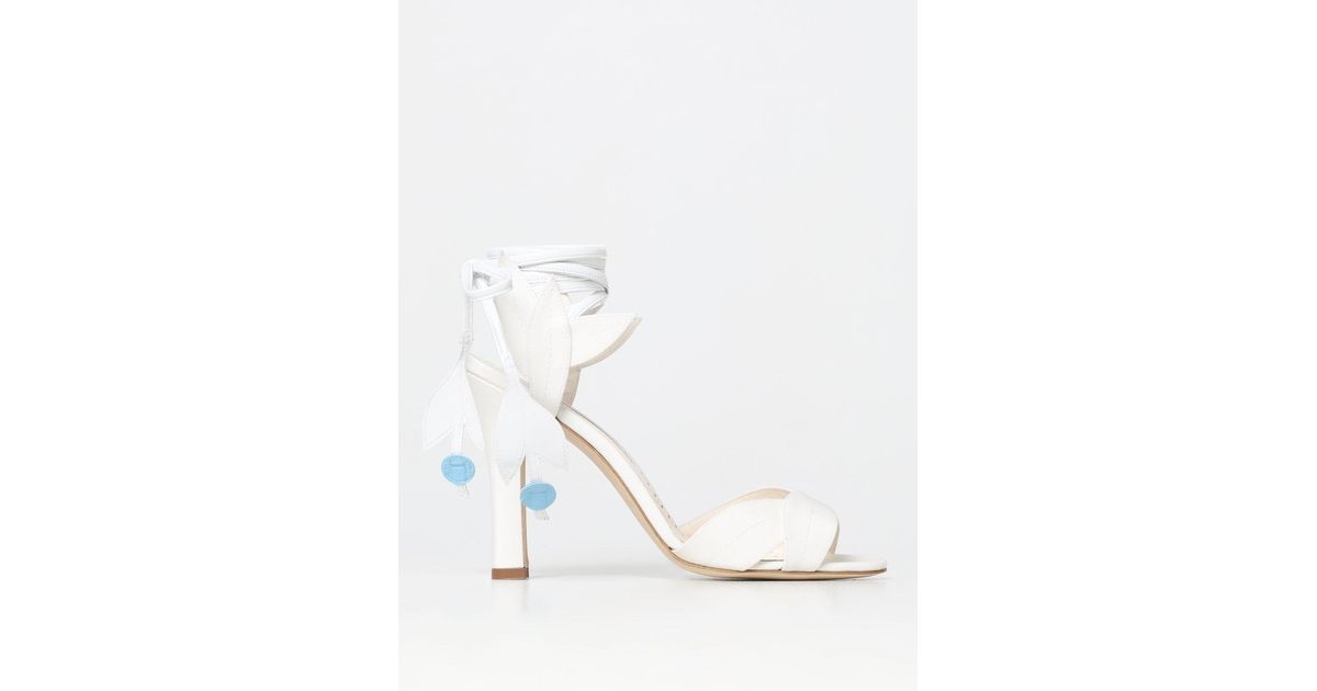 Manolo Blahnik Heeled Sandals in White | Lyst