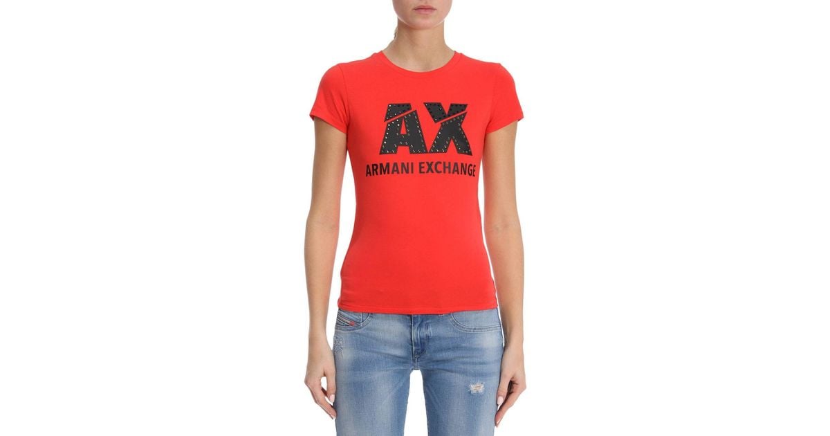 red armani exchange t shirt